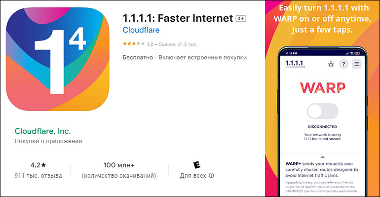 Оценка пользователей 1.1.1.1 VPN