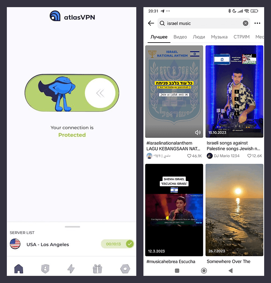 Tik Tok Израиля через VPN