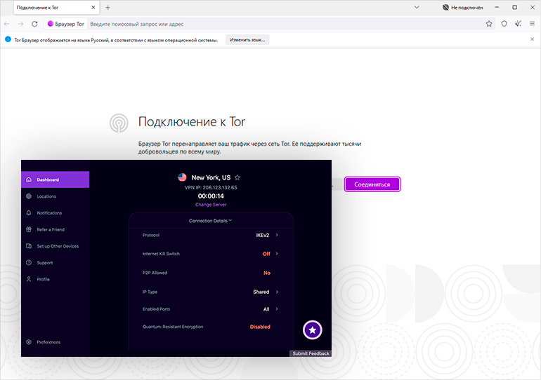 Tor browser через PureVPN