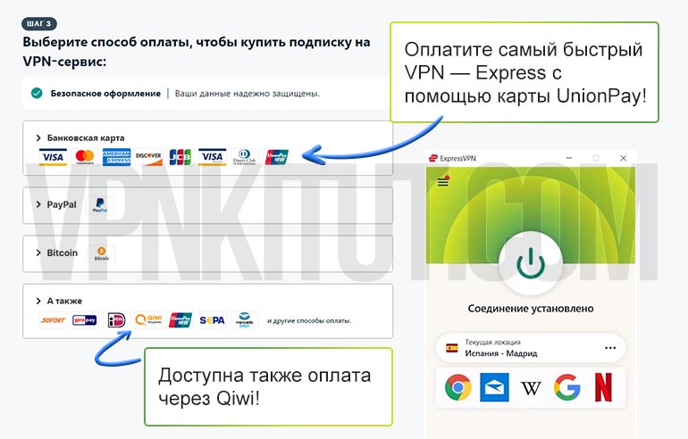 Оплатить быстрый ВПН через UnionPay