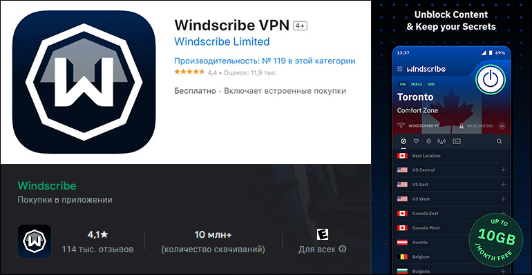 Оценка пользователей Windscribe